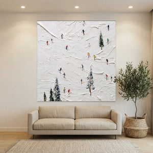 Dynamic Skiers on Snowy Peaks Textured Art #NM625