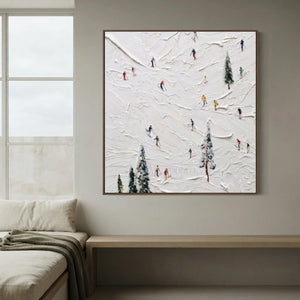 Dynamic Skiers on Snowy Peaks Textured Art #NM625
