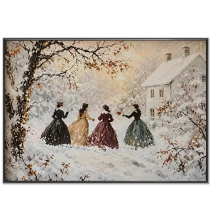 Winter Stroll: Women in Snowy Landscape Oil Painting #NM525