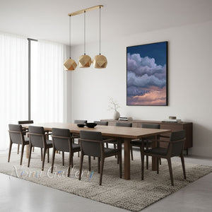Handmade Modern Abstract Blue and Pink Cloudscape Art #TC013