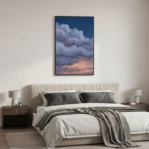 Handmade Modern Abstract Blue and Pink Cloudscape Art #TC013