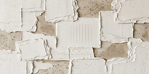 Original 3D Heavy Impasto Beige Painting with Grid #SS231