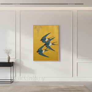 Modern Wabi Sabi Wall Art - Japanese Swallows #SS247