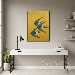 Modern Wabi Sabi Wall Art - Japanese Swallows #SS247