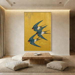 Modern Wabi Sabi Wall Art - Japanese Swallows #SS247
