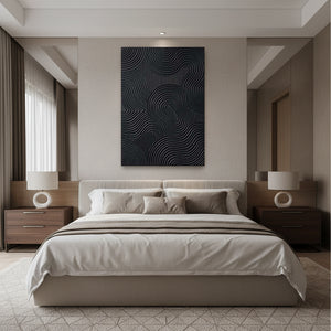 3D Textured Black Flowing Lines Abstract Oil Painting #SS122