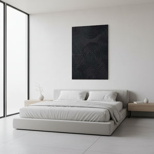 3D Textured Black Flowing Lines Abstract Oil Painting #SS122