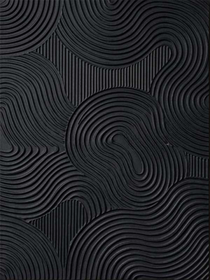3D Textured Black Flowing Lines Abstract Oil Painting #SS122