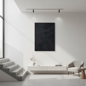 3D Textured Black Flowing Lines Abstract Oil Painting #SS122