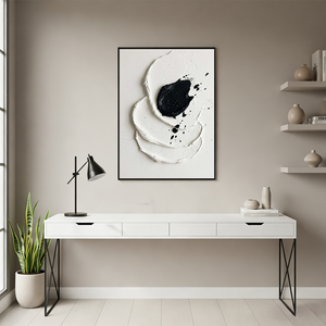 3D Textured Black and White Abstract Oil Painting #SS123