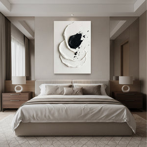 3D Textured Black and White Abstract Oil Painting #SS123