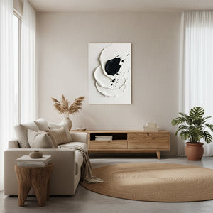 3D Textured Black and White Abstract Oil Painting #SS123