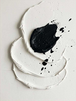 3D Textured Black and White Abstract Oil Painting #SS123