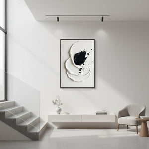 3D Textured Black and White Abstract Oil Painting #SS123
