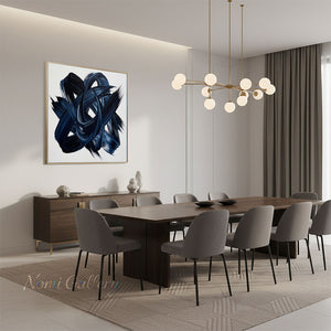 Modern Blue and Black Abstract Oil Painting #SS235