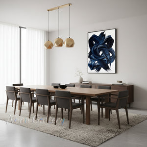 Navy Blue Abstract Brushstroke Handmade Oil Painting #SS154