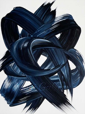 Navy Blue Abstract Brushstroke Handmade Oil Painting #SS154