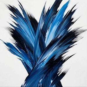 Modern Blue and Black Brushstroke Abstract Painting #SS236