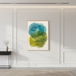 Framed Colorful Fluid Geometry Handmade Oil Painting #SS157