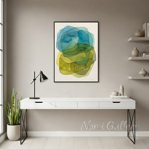 Framed Colorful Fluid Geometry Handmade Oil Painting #SS157