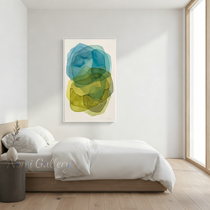 Framed Colorful Fluid Geometry Handmade Oil Painting #SS157