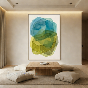 Framed Colorful Fluid Geometry Handmade Oil Painting #SS157