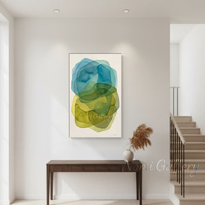 Framed Colorful Fluid Geometry Handmade Oil Painting #SS157