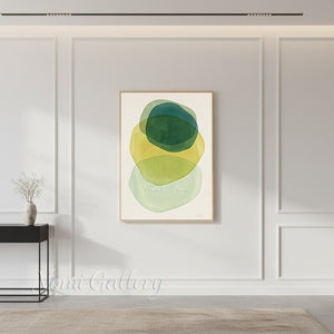 Minimalist Green and Yellow Geometry Handmade Oil Painting #SS158