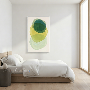 Minimalist Green and Yellow Geometry Handmade Oil Painting #SS158