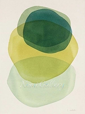Minimalist Green and Yellow Geometry Handmade Oil Painting #SS158