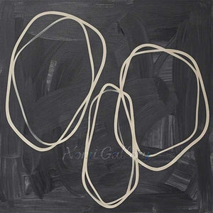 Hand-Painted Modern Black Abstract Geometric Line Art #SS237