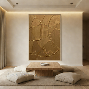 Luxury Black and Gold Abstract Oil Painting #SS161