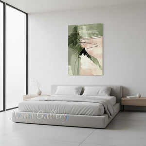 Modern Olive Green Fluid Geometric Shapes Canvas Art #SS163