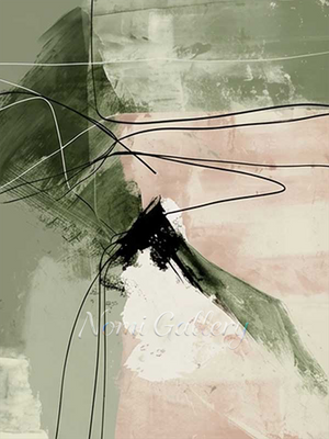 Modern Olive Green Fluid Geometric Shapes Canvas Art #SS163