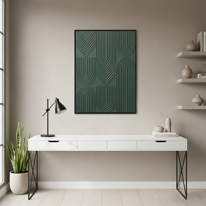 3D Forest Green Textured Geometric Wall Art #SS124