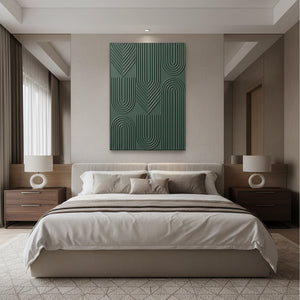 3D Forest Green Textured Geometric Wall Art #SS124