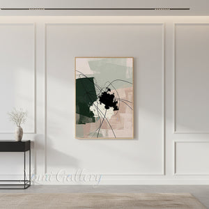 Abstract Sage Green & Black Canvas Art | Handmade Wall Decor #SS164