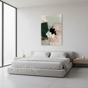 Abstract Sage Green & Black Canvas Art | Handmade Wall Decor #SS164