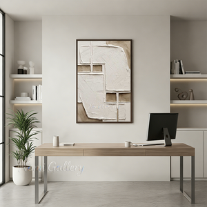 Textured White Abstract Oil Painting | Wabi-Sabi Wall Art #SS165
