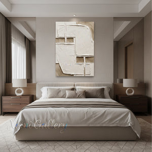 Textured White Abstract Oil Painting | Wabi-Sabi Wall Art #SS165