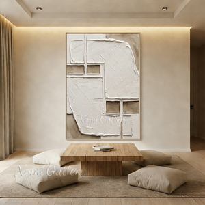 Textured White Abstract Oil Painting | Wabi-Sabi Wall Art #SS165