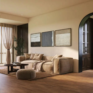 Abstract Triptych Oil Painting Set for Living Room Decor | Neutral Tones #ZZ 002