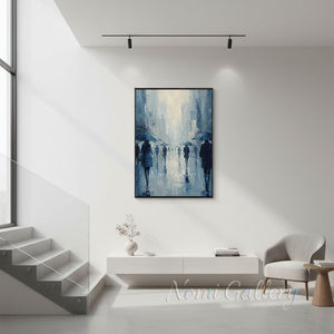 Abstract People Rainy Street Art for Entrance Foyer #SS255