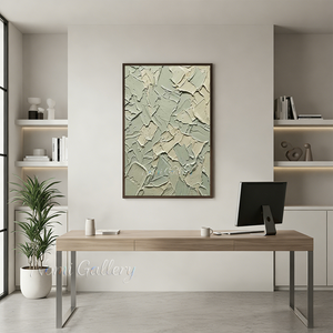 3D Textured Sage Green Oil Painting | Handmade Palette Knife Art #SS167