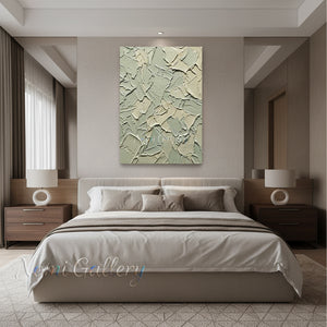 3D Textured Sage Green Oil Painting | Handmade Palette Knife Art #SS167