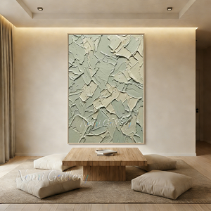 3D Textured Sage Green Oil Painting | Handmade Palette Knife Art #SS167