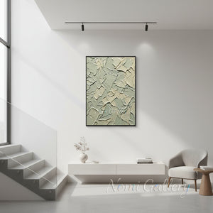 3D Textured Sage Green Oil Painting | Handmade Palette Knife Art #SS167