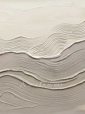 3D Plaster Wave Textured Painting | Minimalist Cream Canvas Art #SS173