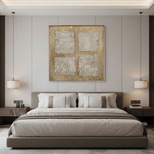 Minimalist 4 Square Textured Canvas Art #SS238