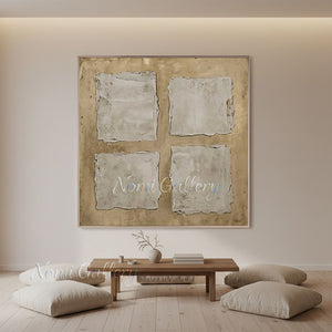 Minimalist 4 Square Textured Canvas Art #SS238